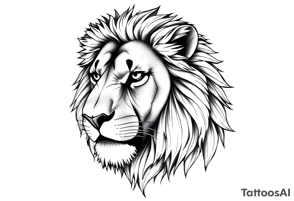 powerful majestic lion, close-up tattoo idea