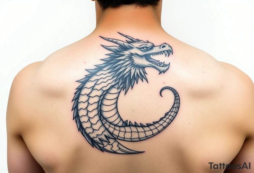 Dragão etéreo, narrativo, nascendo da magia do livro tattoo idea