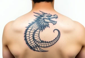 Dragão etéreo, narrativo, nascendo da magia do livro tattoo idea