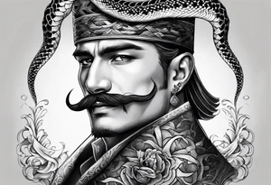snake on man's head tattoo idea