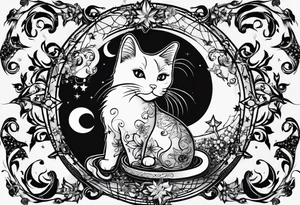 20 oz tumbler banner design, candy, minimalist, spellbound, voodoo, cat, moon, stars, Halloween tattoo idea