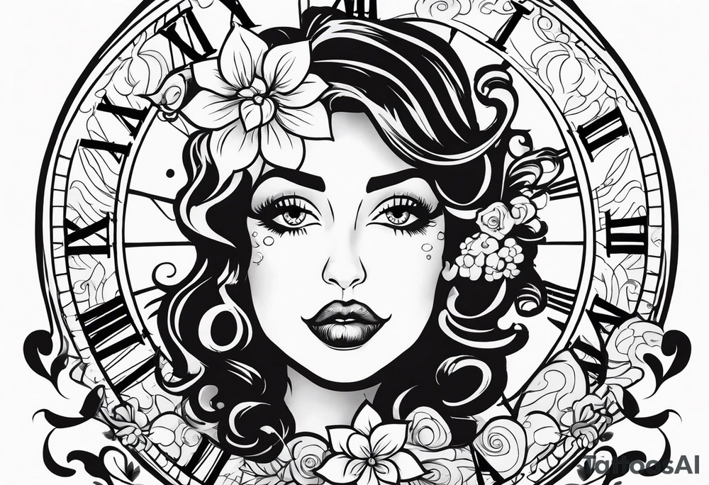 Salvatore Dahlia clock tattoo idea