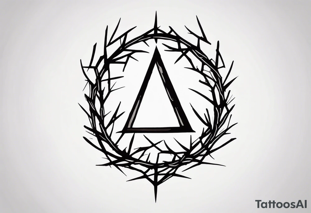 simple letter delta inside a crown of thorns tattoo idea