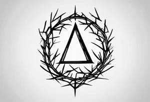 simple letter delta inside a crown of thorns tattoo idea