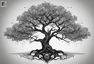 This ash tree was the Tree of Life that held Nine Worlds and connected everything in the universe. with roots tattoo idea