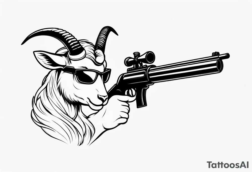 capricorn with sunglasses and shotgun tattoo idea