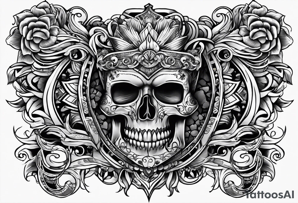 rock a Billy Arm sleeve mit verschiedenen Motiven tattoo idea