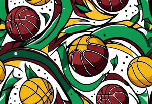 basketball number 24 with colors green, yellow, maroon and black tattoo idea