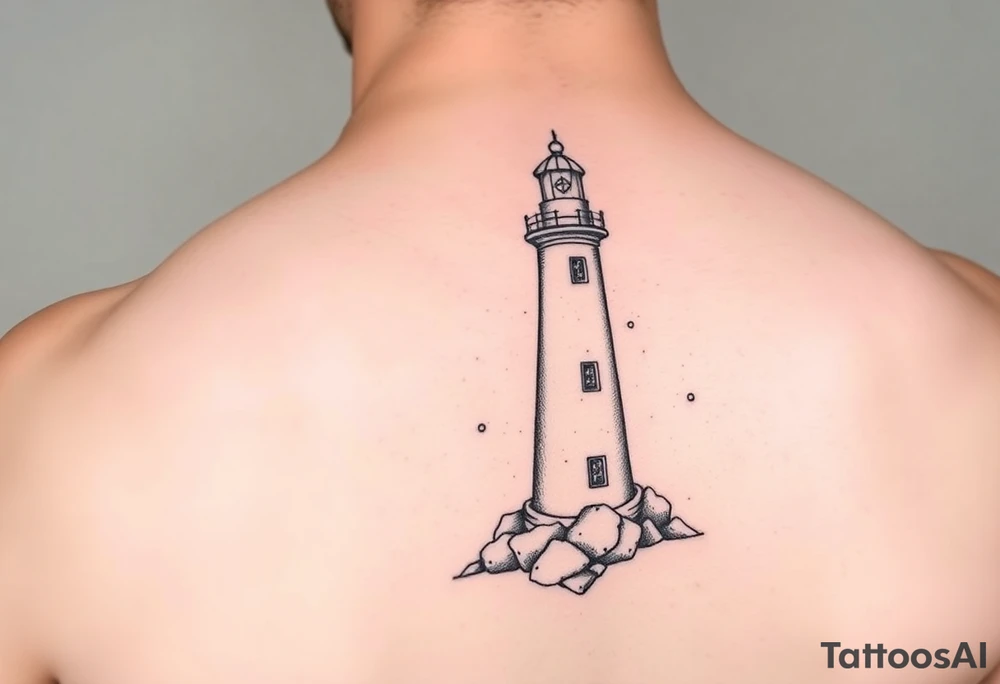 Simple lighthouse with pops tattoo idea