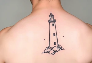 Simple lighthouse with pops tattoo idea