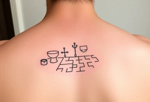 bathroom floor scene with symbol of hope tattoo idea