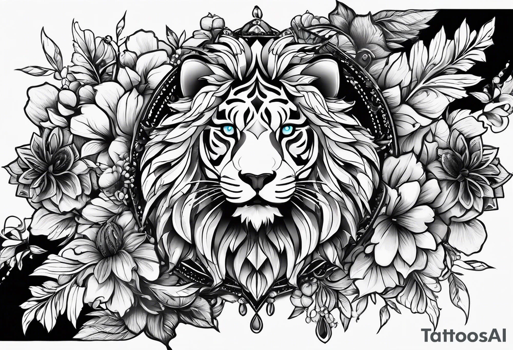 дракон и лев tattoo idea