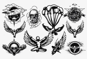 skydiving and shooting guns tattoo idea