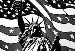 Patriotic, life, love, respect, dignity, feminine we the people , Statue of Liberty, American flag, sleeve tattoo idea