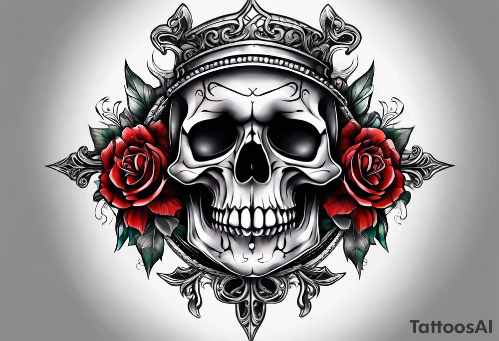 cross on top of a skull tattoo idea