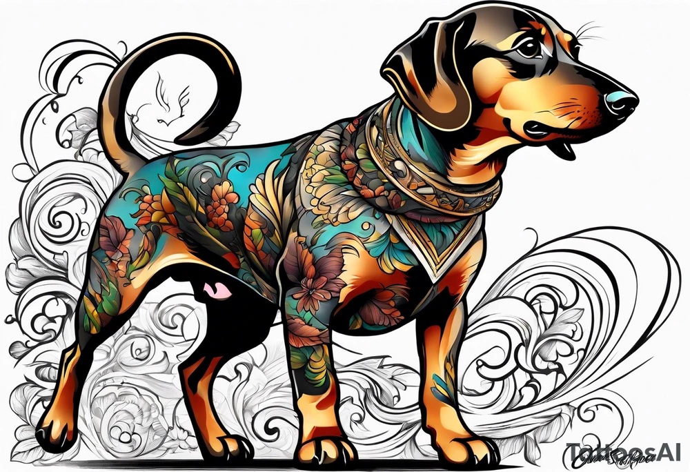 dashchund fight tattoo idea
