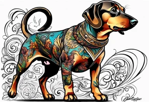 dashchund fight tattoo idea