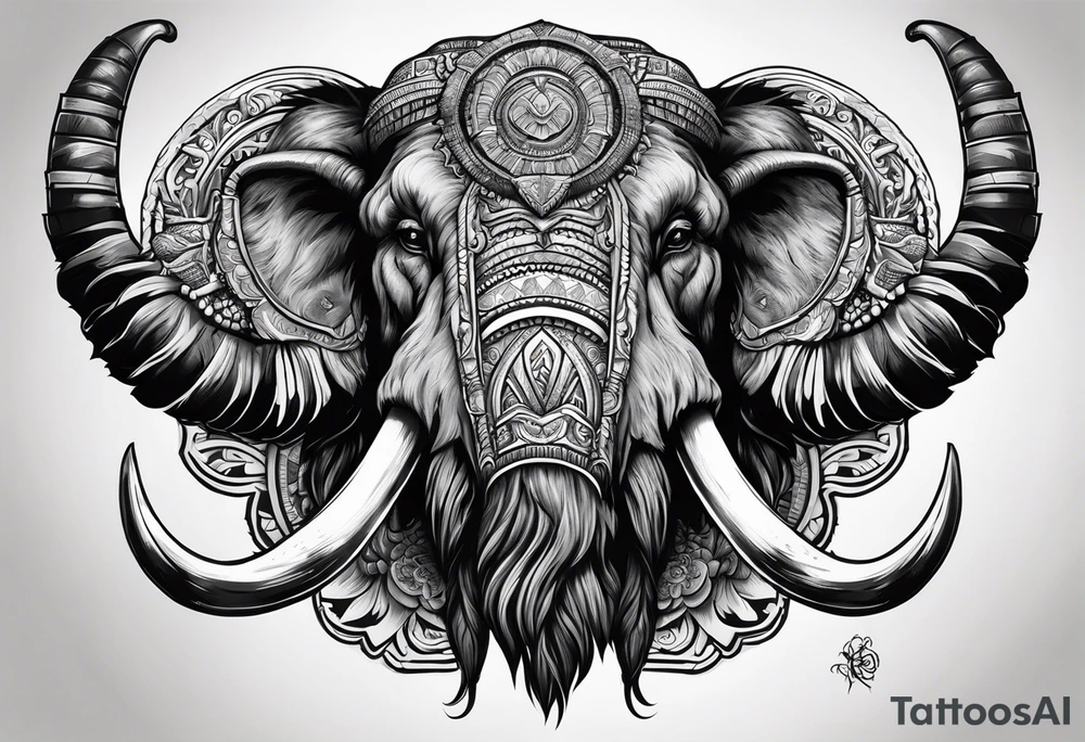 berserking strong mammoth head centerpiece tattoo idea