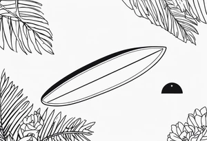 Surfboard outline with the date 25/07 tattoo idea
