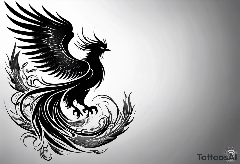 phoenix warrior silhouette with weapons tattoo idea