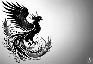 phoenix warrior silhouette with weapons tattoo idea