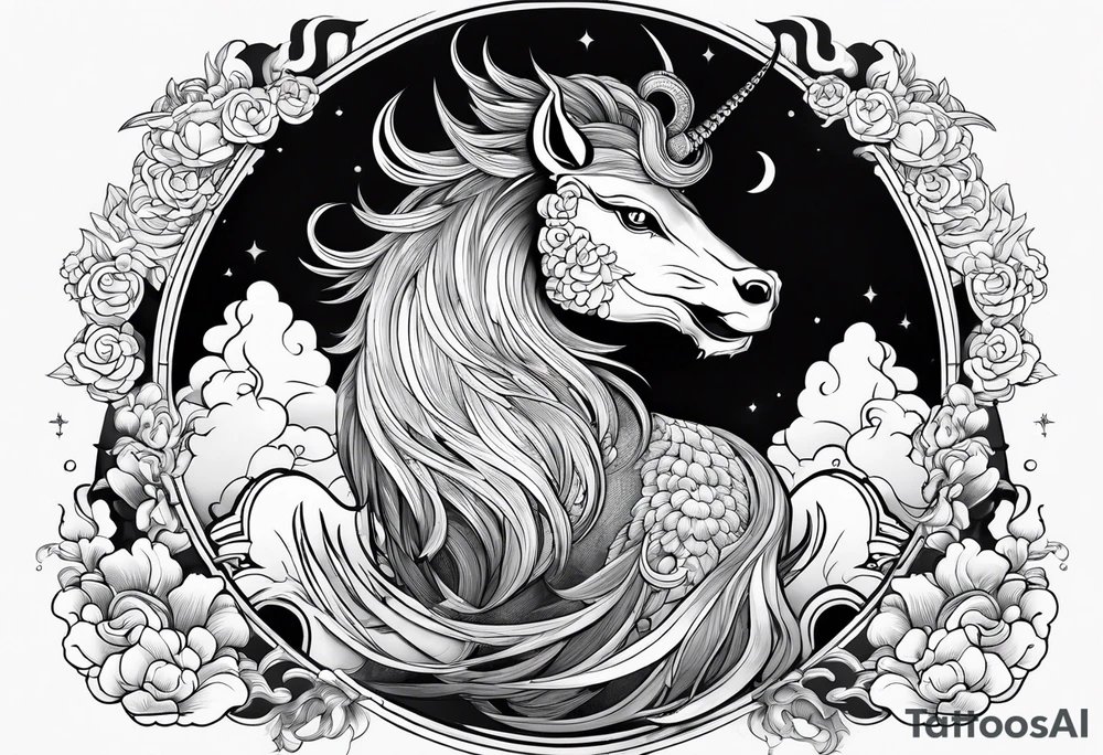 a kirin surrounded by cloud tattoo idea