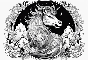 a kirin surrounded by cloud tattoo idea