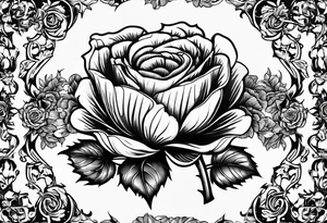 Scottish thistle, 4 leaf clover, english rose tattoo idea