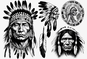 Native American theme man photorealism tattoo idea
