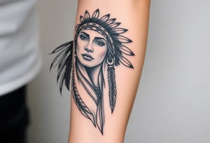 Beautiful Native American woman tattoo idea
