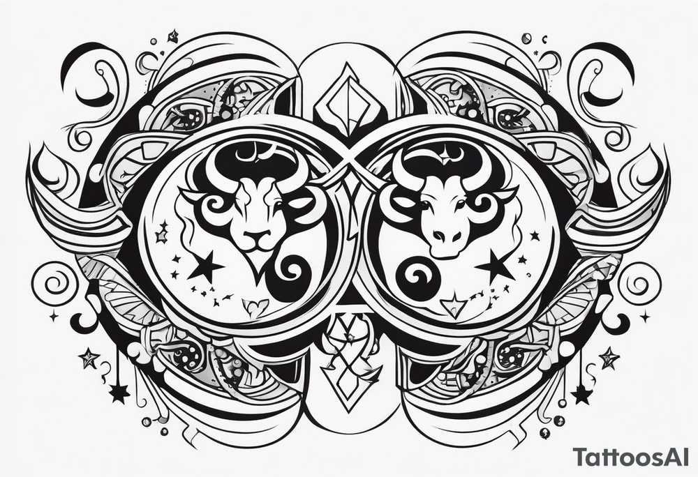 Gemini and taurus symbols intertwined tattoo idea