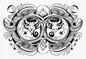 Gemini and taurus symbols intertwined tattoo idea