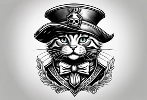 Happy cat in pirat hat tattoo idea