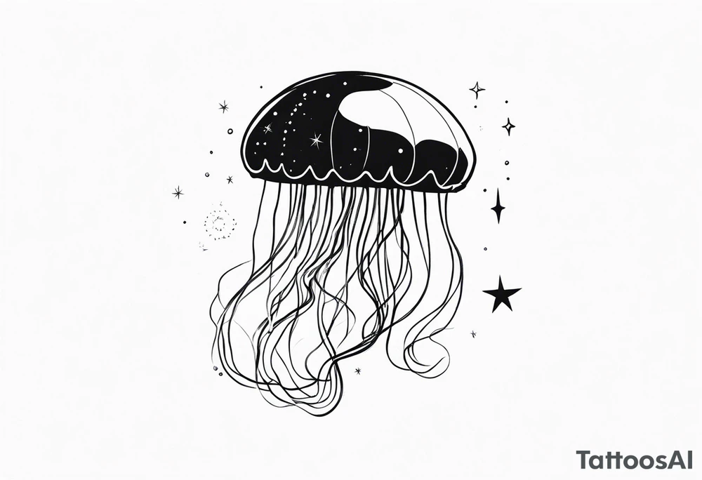 Small jellyfish with Scorpio Star constellation behind it tattoo idea Small jellyfish with Scorpio Star constellation behind it tattoo idea