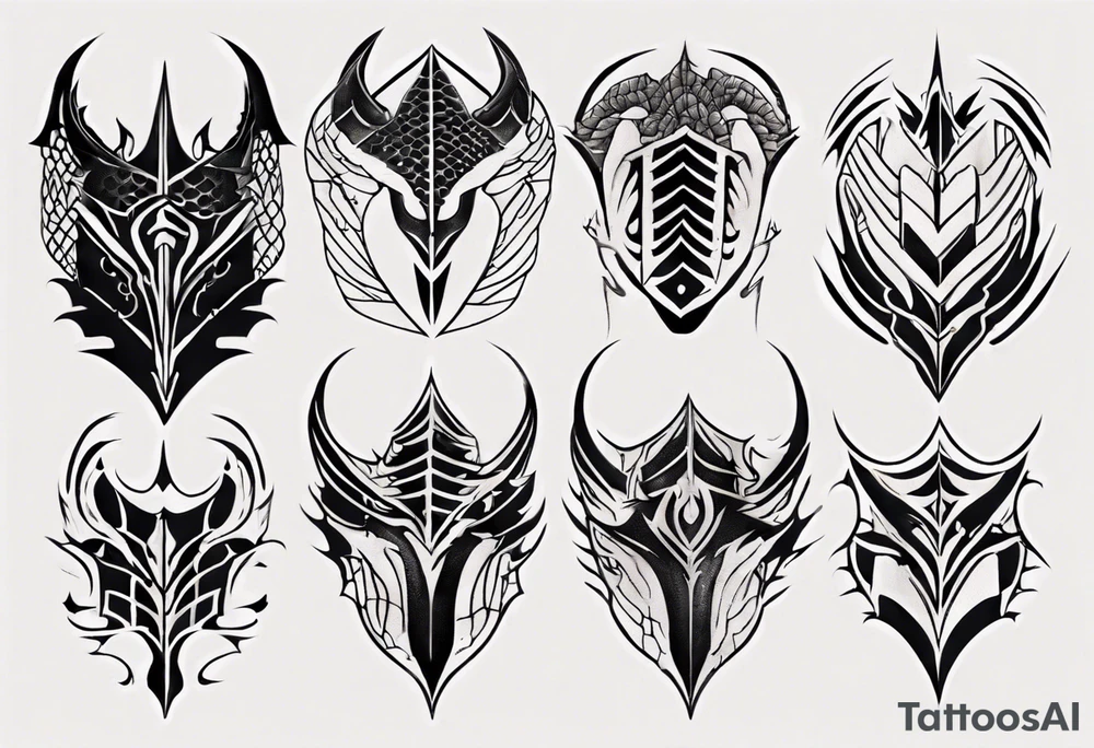 Dragon scale armor symmetrical tattoo idea