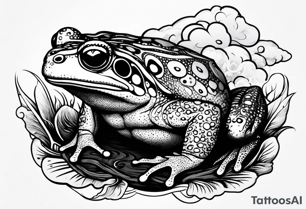 A toad in a thunderstorm tattoo idea