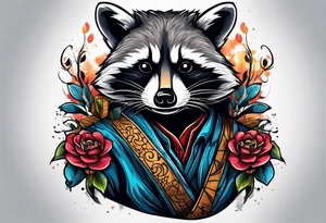 raccoon on shoulder tattoo idea