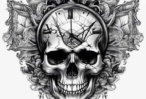 human skull cracked at the top bleeding into an hour glass tattoo idea