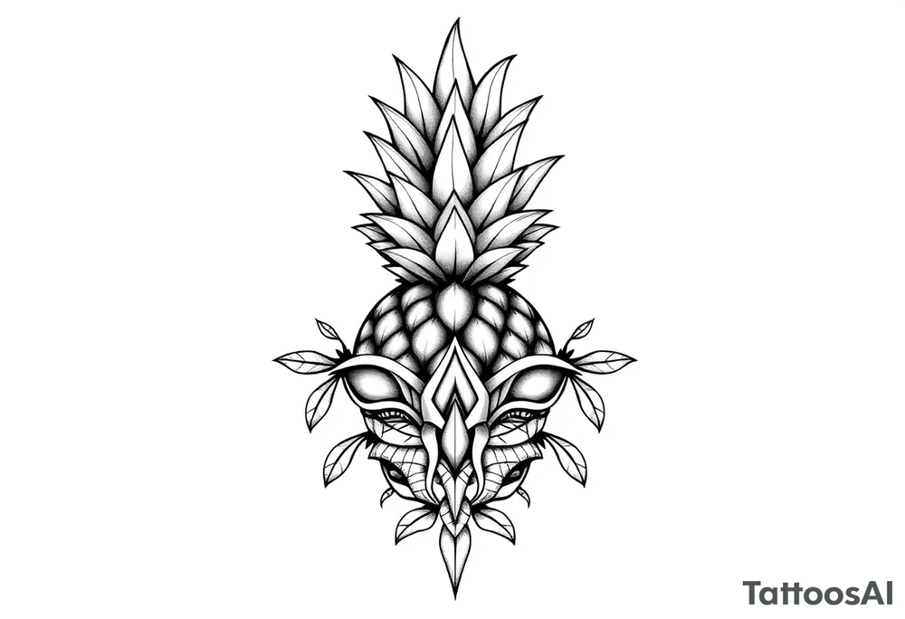 Bushy crown pineapple vagina,  design to go over vagina , erotic vagina  area design, anus to be at the bottom tattoo idea