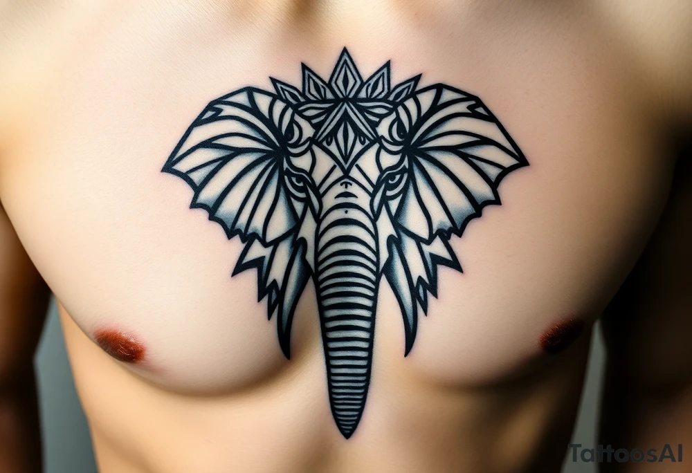 Indian Elephant head with a geometric style tattoo idea