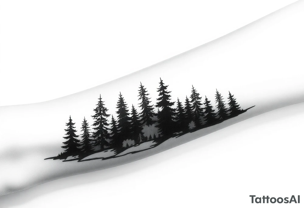 Coniferouse forest silhouette around the forearm a tattoo tattoo idea Coniferouse forest silhouette around the forearm a tattoo tattoo idea