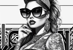 capricorn woman sunglasses big titts tattoo idea