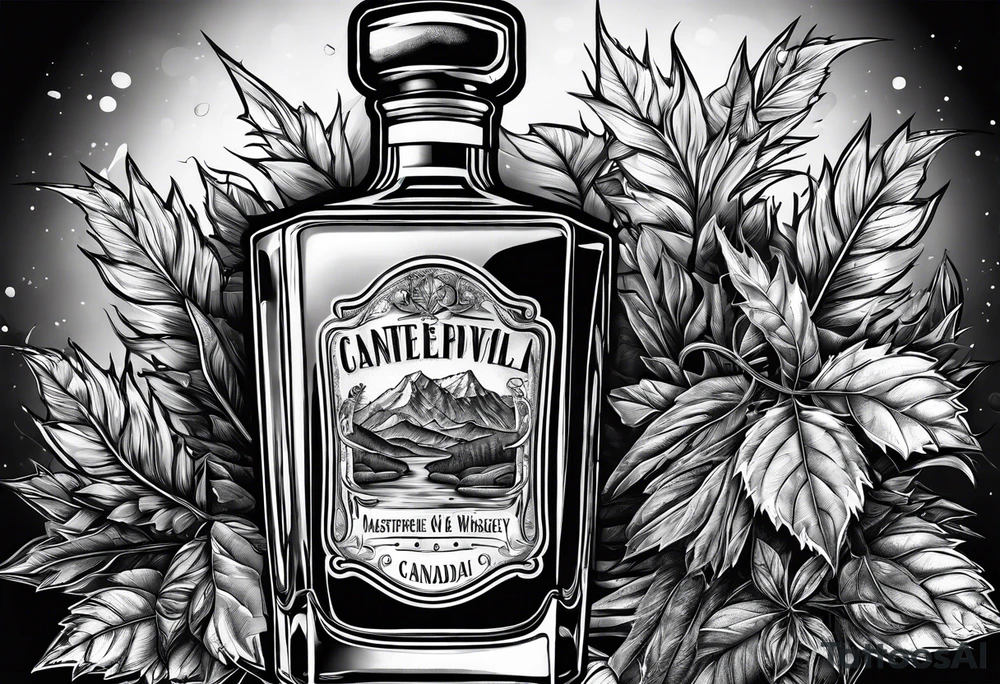 Canadian whiskey and glass of ice tattoo idea