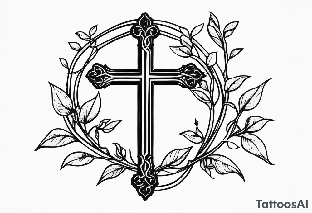 cross with a wrapping vine tattoo idea