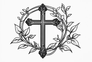 cross with a wrapping vine tattoo idea