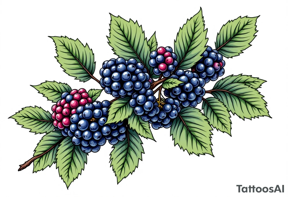 American traditional style Blackberry branch to wrap around an arm tattoo idea