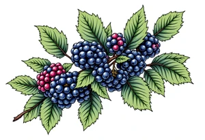American traditional style Blackberry branch to wrap around an arm tattoo idea