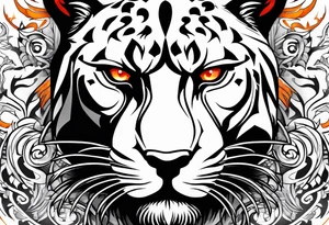 Angry panther facing slightly left with red-orange eyes tattoo idea