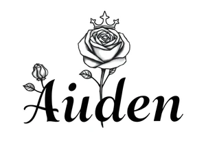 Rose with no stem with a kings crown above it and the name Aiden large Infront of it going to the right 


A rose bud with a kings crown on-top towards the left tattoo idea