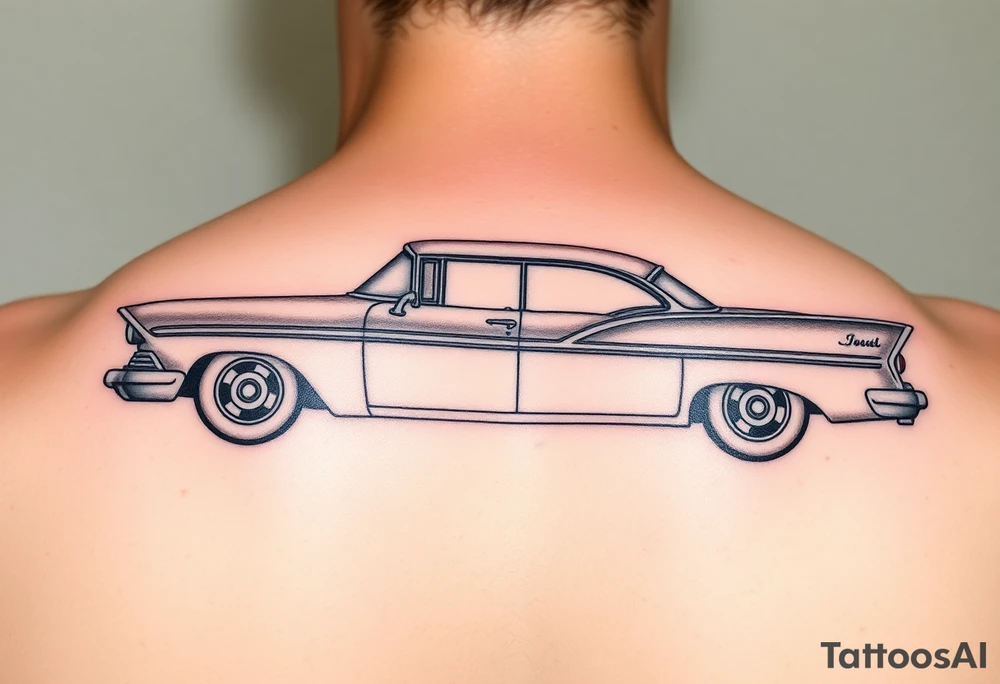 1956 Plymouth Belvedere car with shading tattoo idea